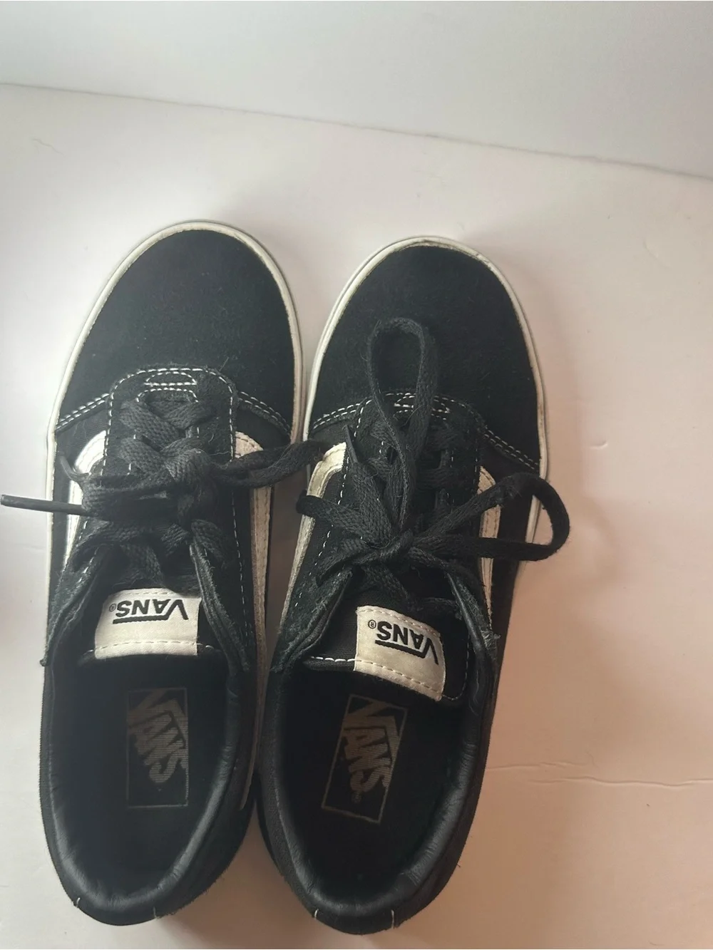 Vans Kids Black and White Low-Top Skate Sneakers